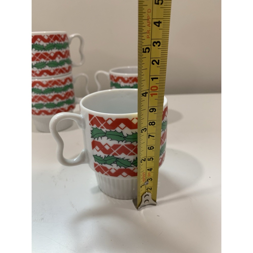 VINTAGE CHRISTMAS STACKABLE MUGS JAPAN - BUTTERFLY HANDLE CUP (4) - Picture 7 of 7